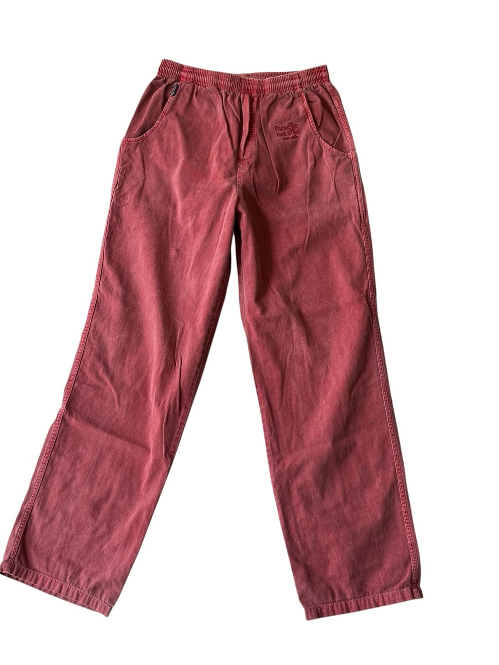 Crazy Shirts Hawaii pants L Paradise Red Dyed Pull on Relaxed Straight leg Mens
